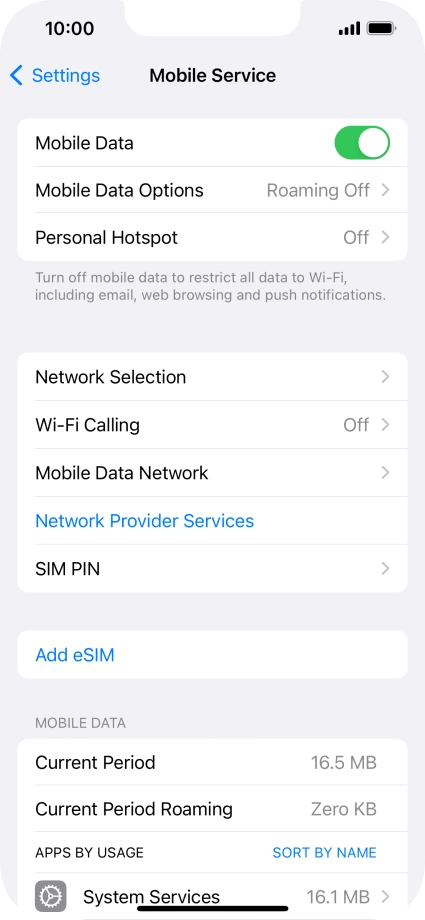 Press Mobile Data Options. Press Mobile Data Options.