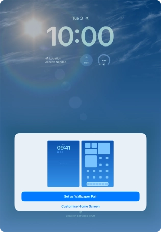To use the same colour theme on the home screen, press Set as Wallpaper Pair. To use the same colour theme on the home screen, press Set as Wallpaper Pair.