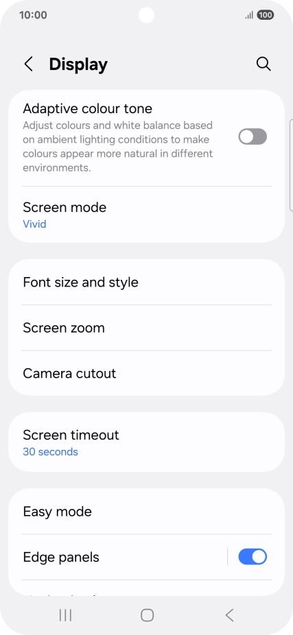 Press Screen timeout.