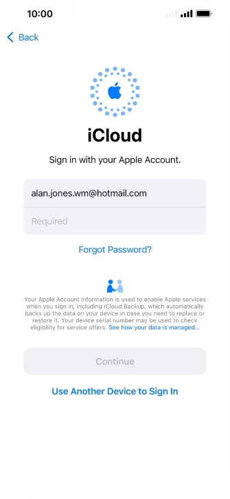 Press Required and key in the password for your Apple ID. Press Required and key in the password for your Apple ID.