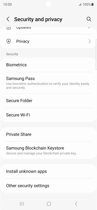 Press Other security settings. Press Other security settings.