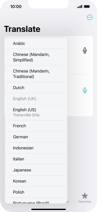 Press the required target language.