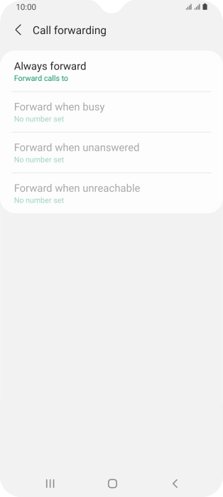 Press the required divert type. Press the required divert type.