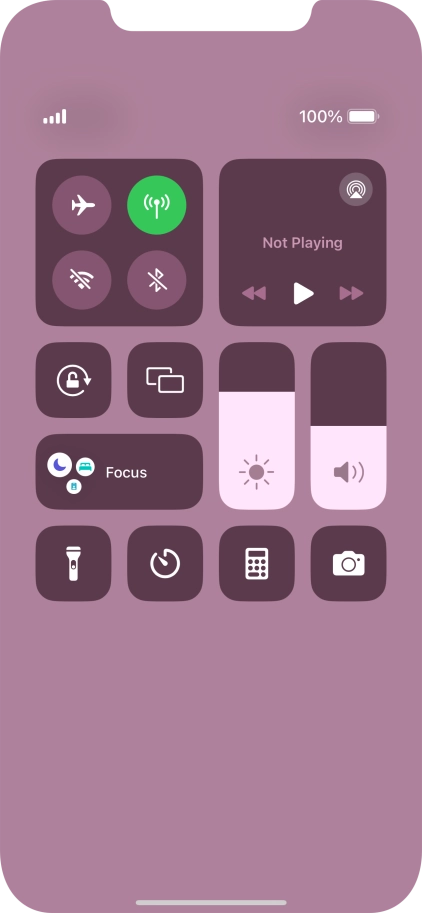 Press the required function to open an application or turn the function on or off.