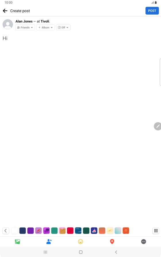 Write the required text and press POST. Write the required text and press POST.