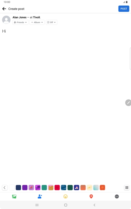 Write the required text and press POST. Write the required text and press POST.