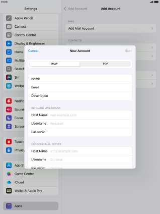 Press IMAP.