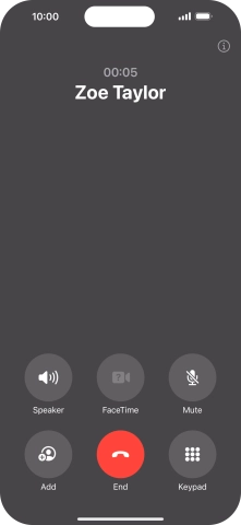 Press the end call icon to end the call and return to the home screen. Press the end call icon to end the call and return to the home screen.