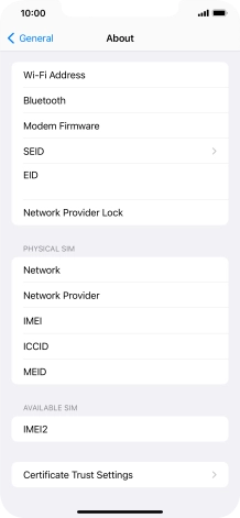 Your phone's EID number is displayed below EID.