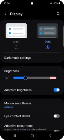 Press Dark mode settings. Press Dark mode settings.