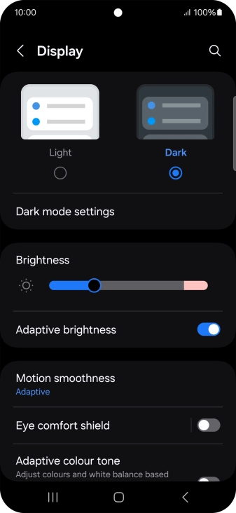 Press Dark mode settings. Press Dark mode settings.