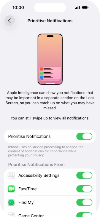 Press the indicator next to 