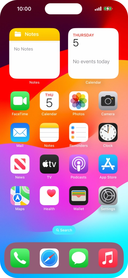 The battery charging icon shows that the battery is charging.