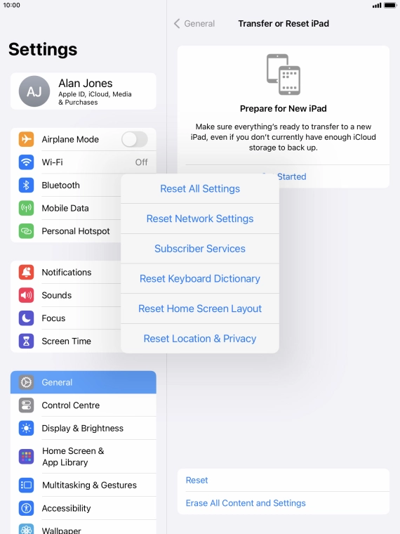 Press Reset All Settings. Press Reset All Settings.