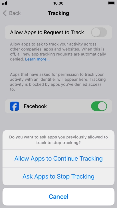 If you turn off the function, press the required setting.