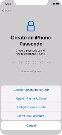 Follow the instructions on the screen to turn on use of phone lock code or press Don't Use Passcode. Follow the instructions on the screen to turn on use of phone lock code or press Don't Use Passcode.