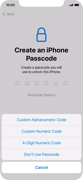 Follow the instructions on the screen to turn on use of phone lock code or press Don't Use Passcode. Follow the instructions on the screen to turn on use of phone lock code or press Don't Use Passcode.