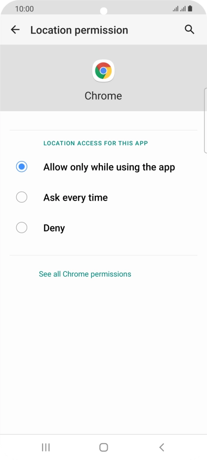 Press the required setting. Press the required setting.
