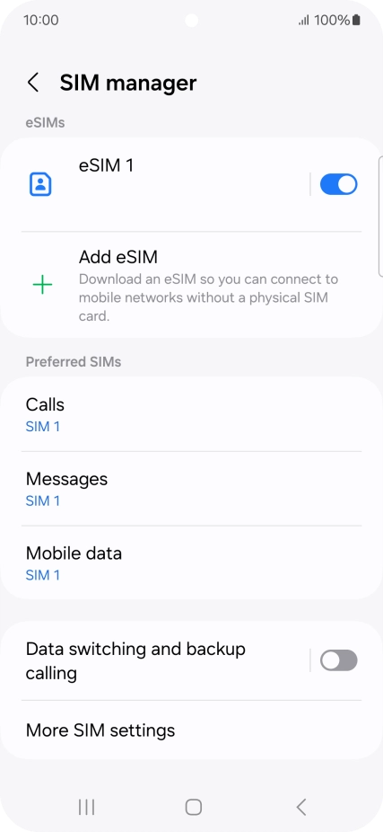 Press the required eSIM. Press the required eSIM.