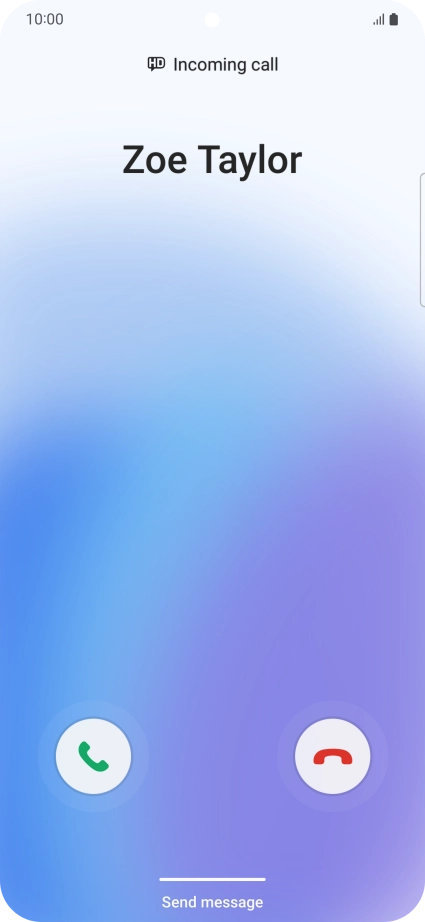Press and drag the accept call icon right. Press and drag the accept call icon right.