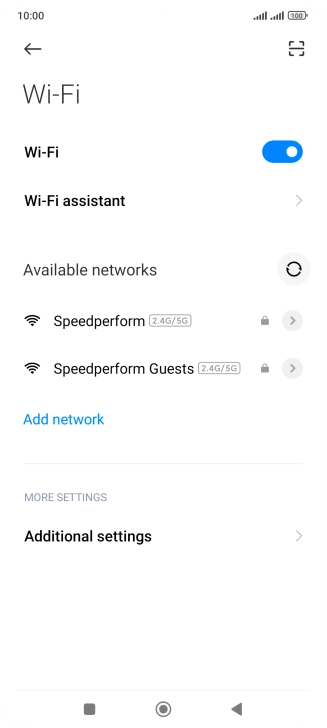 Press the required Wi-Fi network. Press the required Wi-Fi network.