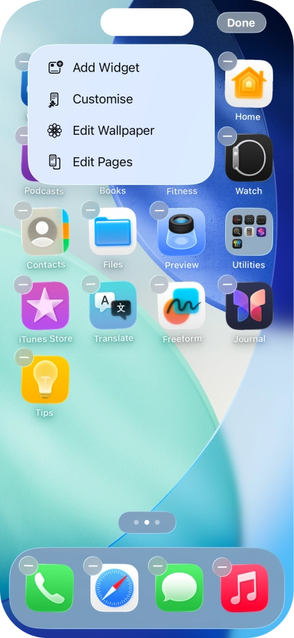 Press Customise.