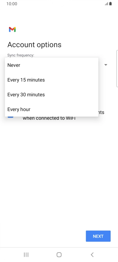 Press the required setting.
