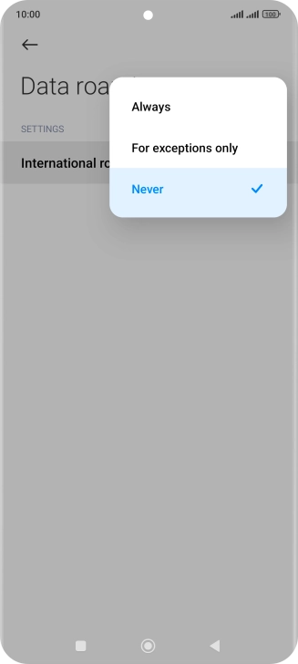 Press the required setting to turn the function on or off.
