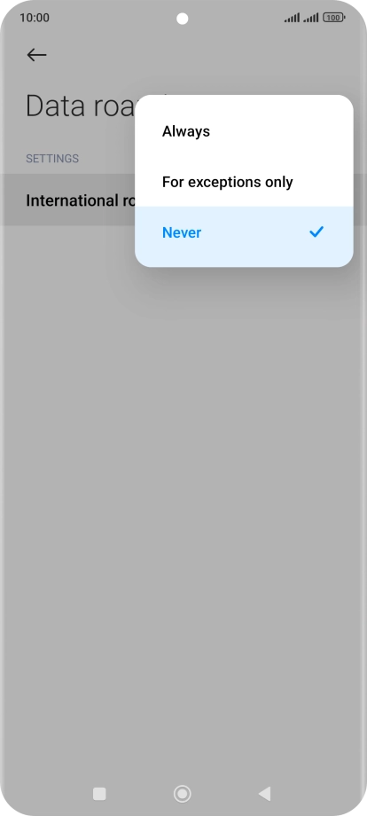 Press the required setting to turn the function on or off.