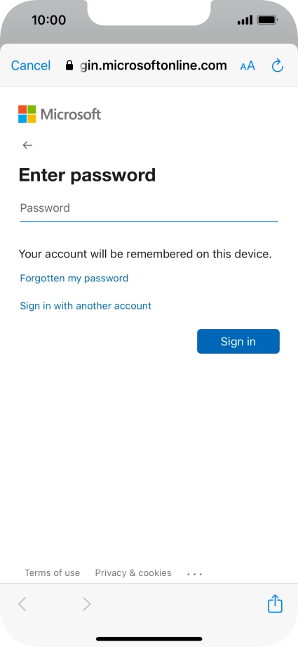 Press Password and key in the password for your email account. Press Password and key in the password for your email account.