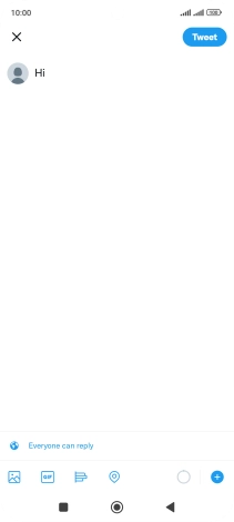 Write the required text and press Tweet. Write the required text and press Tweet.