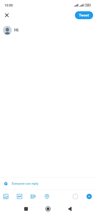 Write the required text and press Tweet. Write the required text and press Tweet.