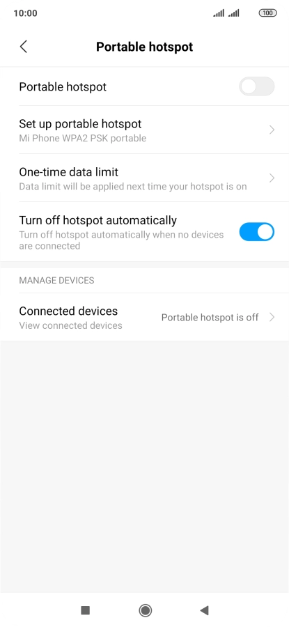 Press Set up portable hotspot.
