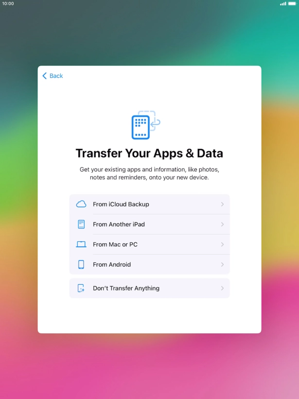 Press Don't Transfer Anything and follow the instructions on the screen to finish the activation.