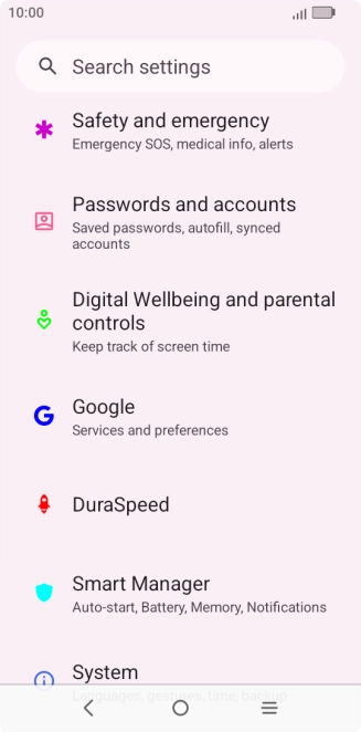 Press Passwords and accounts.