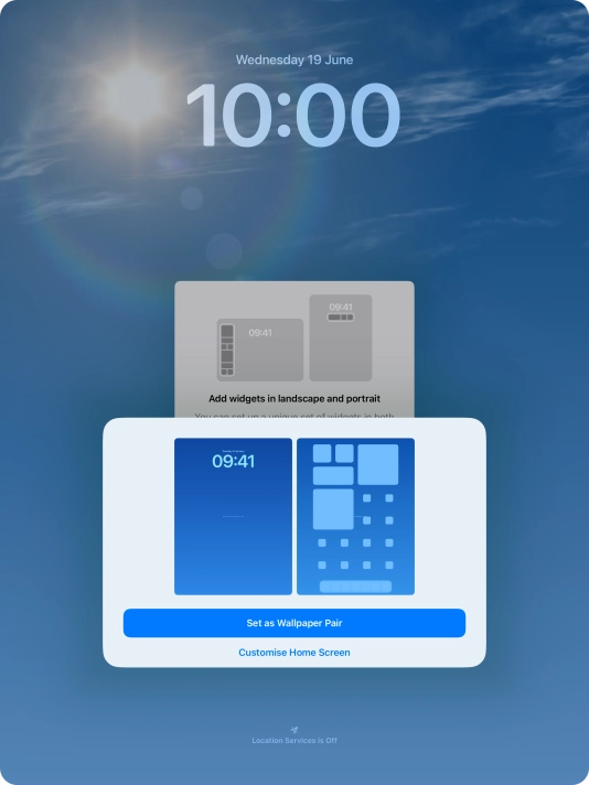 To use the same colour theme on the home screen, press Set as Wallpaper Pair.