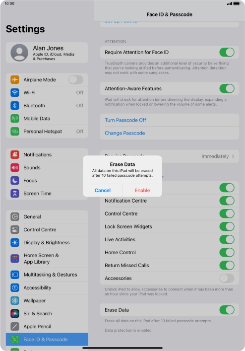 If you turn on the function, press Enable. If you turn on the function, press Enable.