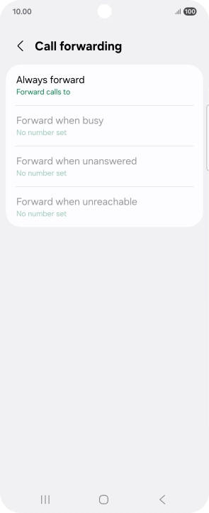 Press the required divert type. Press the required divert type.