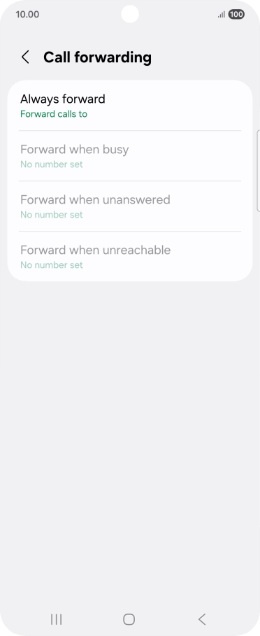 Press the required divert type. Press the required divert type.