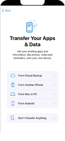 You can transfer content from an Android phone when your phone is activated for the first time and after a factory reset. When this screen is displayed, your phone is ready to transfer content from an Android phone.