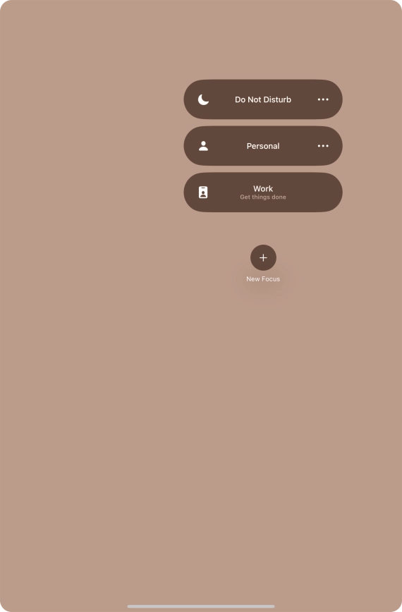 Press the required focus mode to activate or deactivate it immediately.