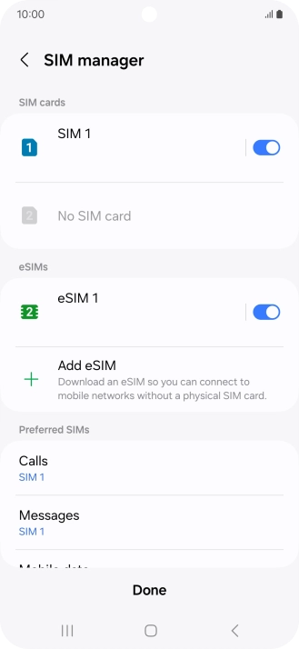 Press the required eSIM.