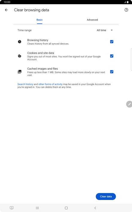 Press the fields next to the required data types. Press the fields next to the required data types.