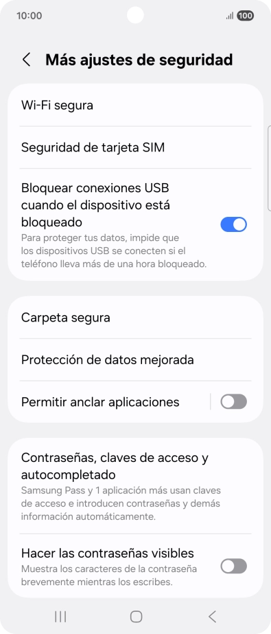 Pulsa Seguridad de tarjeta SIM.