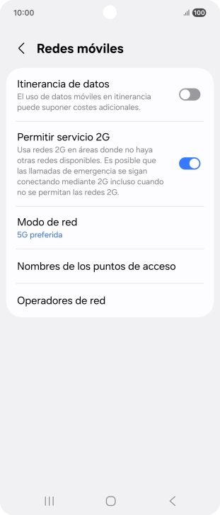 Pulsa Modo de red.