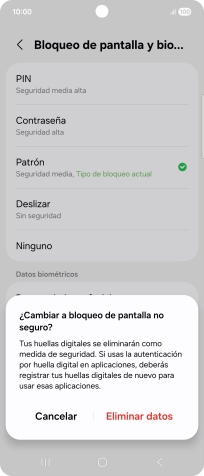 Pulsa Eliminar datos.