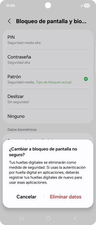 Pulsa Eliminar datos.