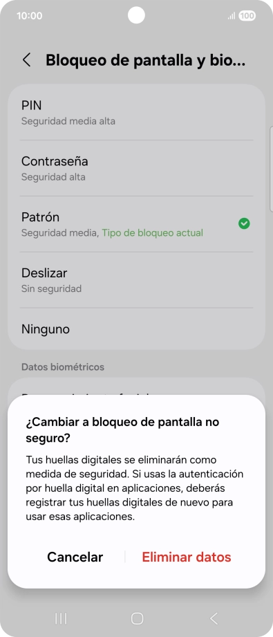 Pulsa Eliminar datos.
