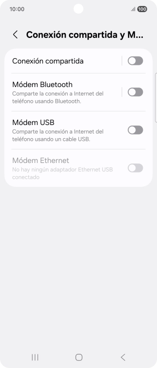 Pulsa Conexión compartida.
