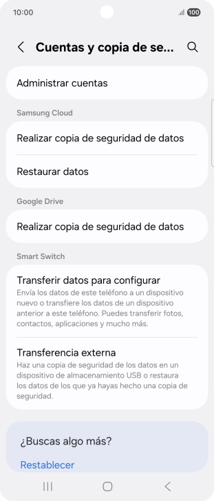 Pulsa Administrar cuentas.